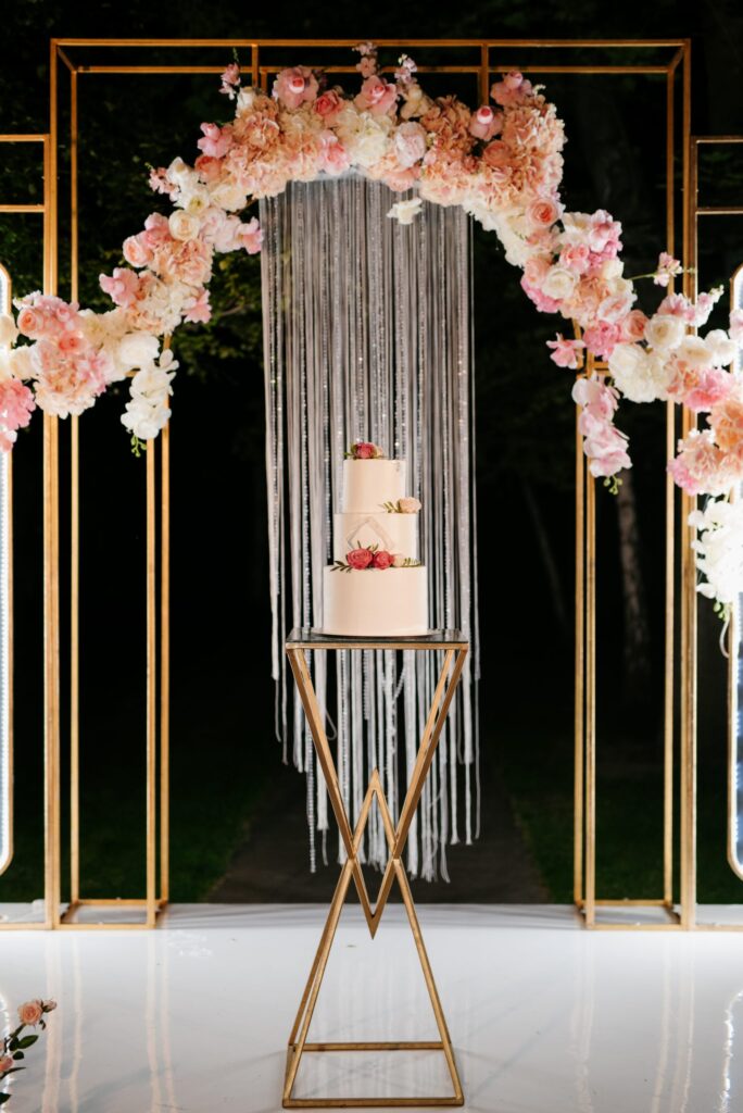 Wedding cake at the wedding of the newlyweds